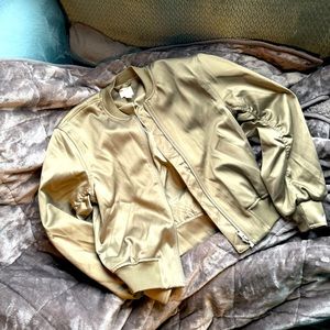 Satin Olive Bomber
